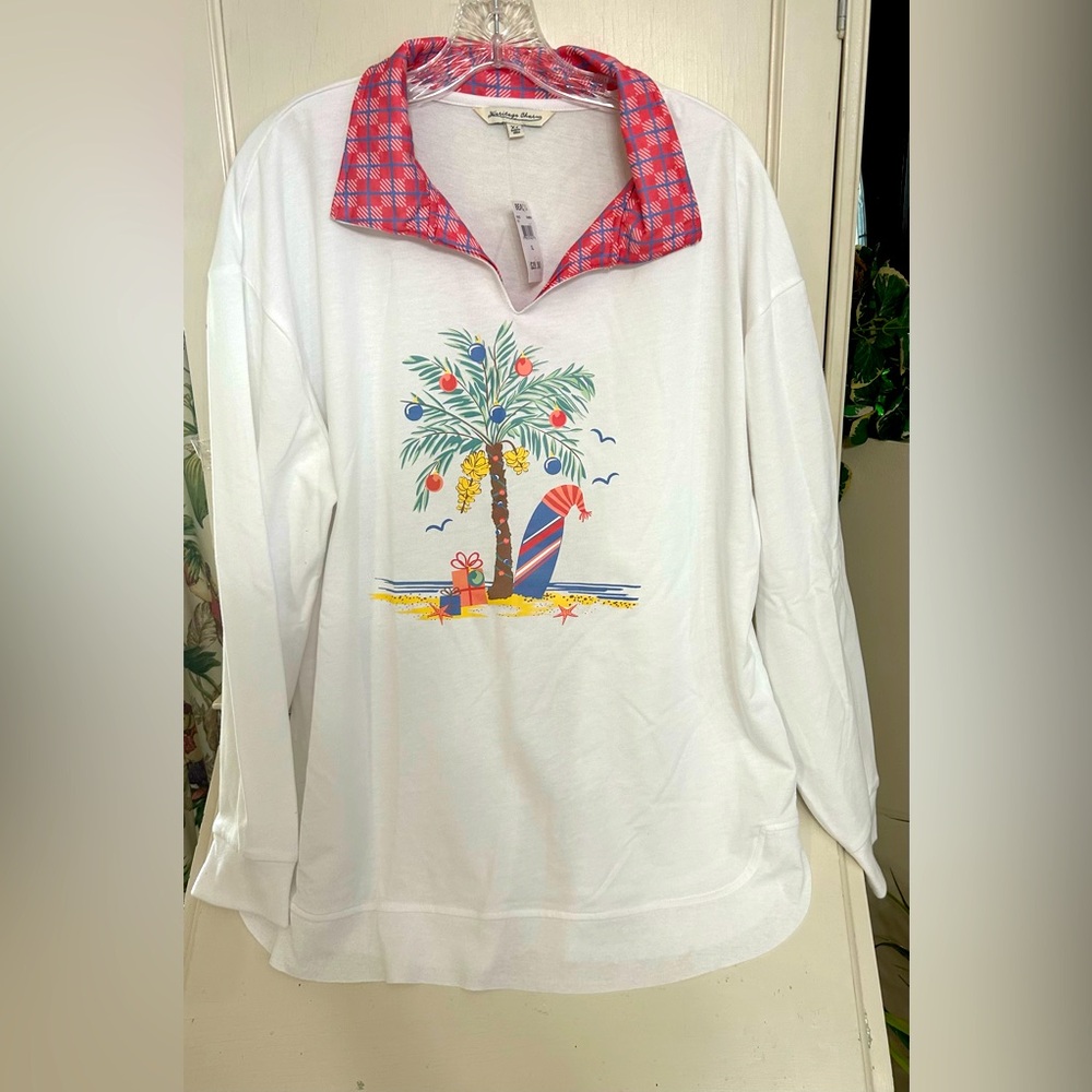 New w/tag  christmas palm tree lightweight shirt size XL Heritage Charm